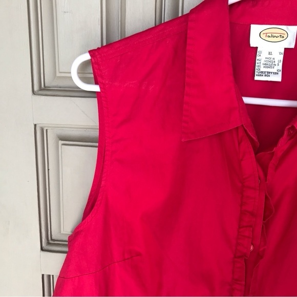 Talbots Sleeveless Buttondown SzXL Red Ruffle Front - Picture 6 of 7
